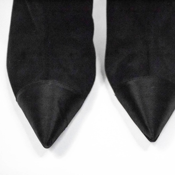 Good American Black Suede Over The Knee Boots 13, Thigh High Heeled Boots - Picture 7 of 16